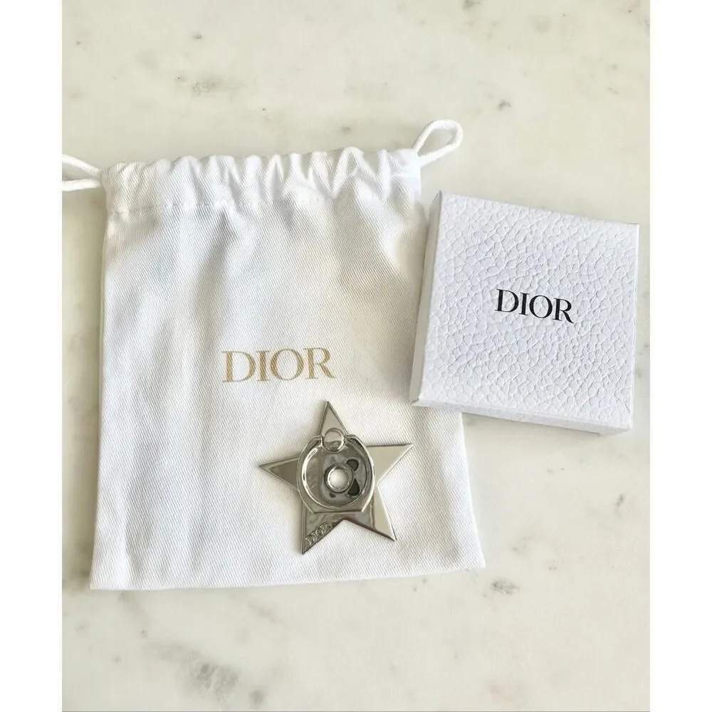 Dior polished silver color phone ring grip